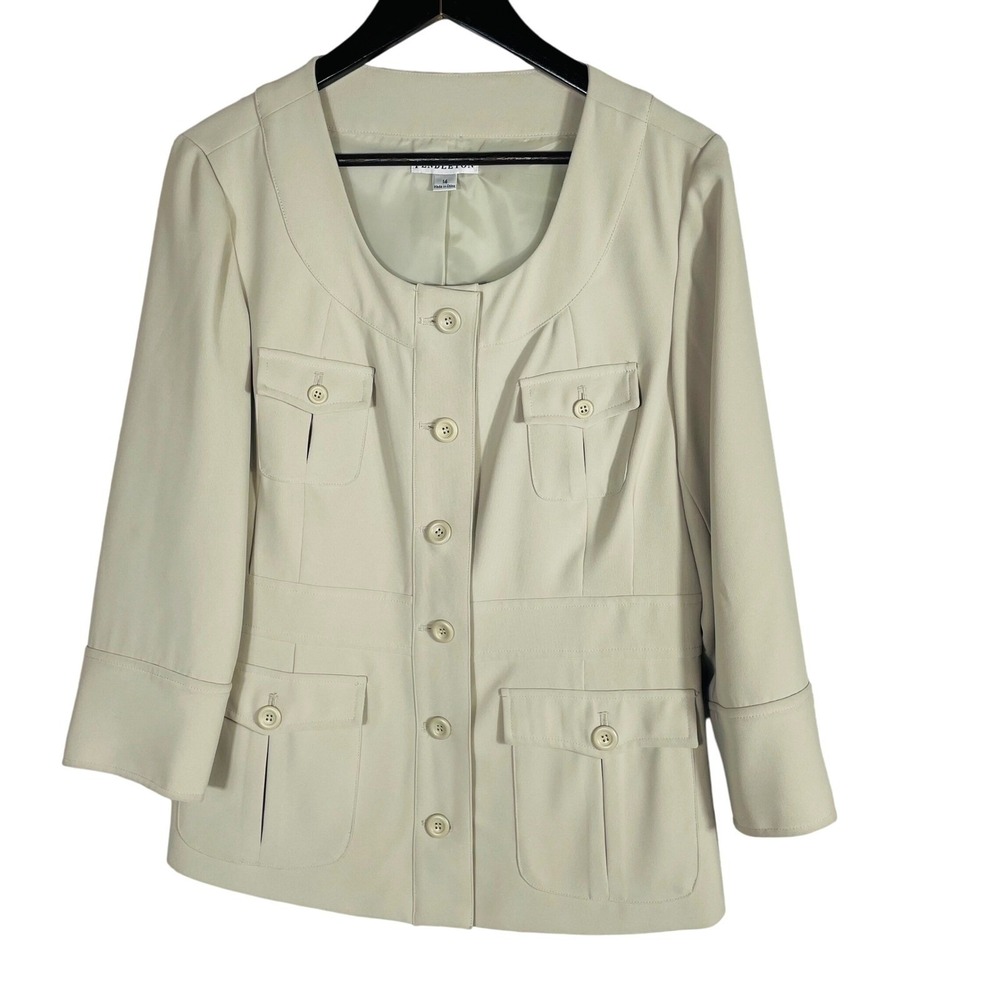 NWT Pendleton Women's 2 Piece Suit Blazer Jacket Pants Beige Victoria Station 14